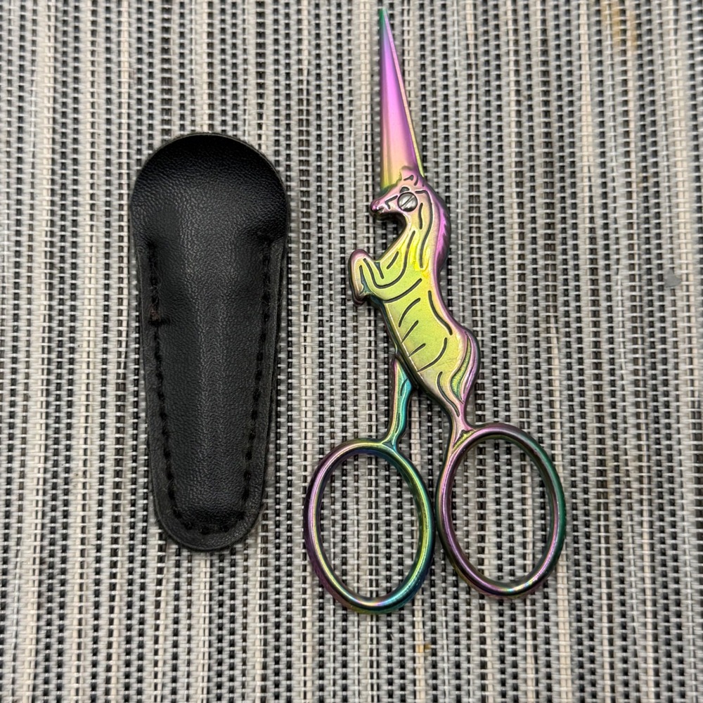 Unicorn Embroidery Scissors Rainbow Titanium Stainless Steel Sewing Snips 4.5 in